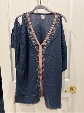 O'Neill Navy Swim Coverup with Coral Trim